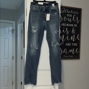 Judy Blue Women's Straight Leg Jeans - Distressed Blue